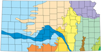 Generalized map of Kansas physiographic regions