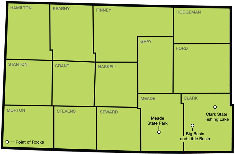 Explore Southwest Kansas map of sites
