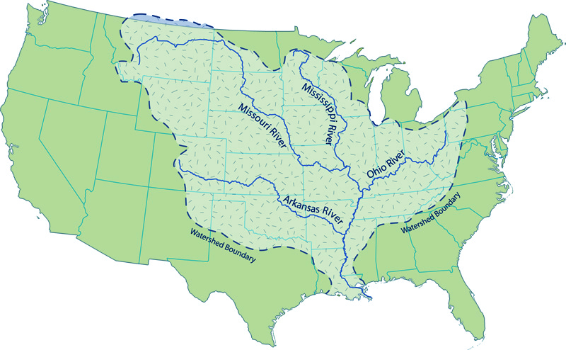 Mississippi watershed.