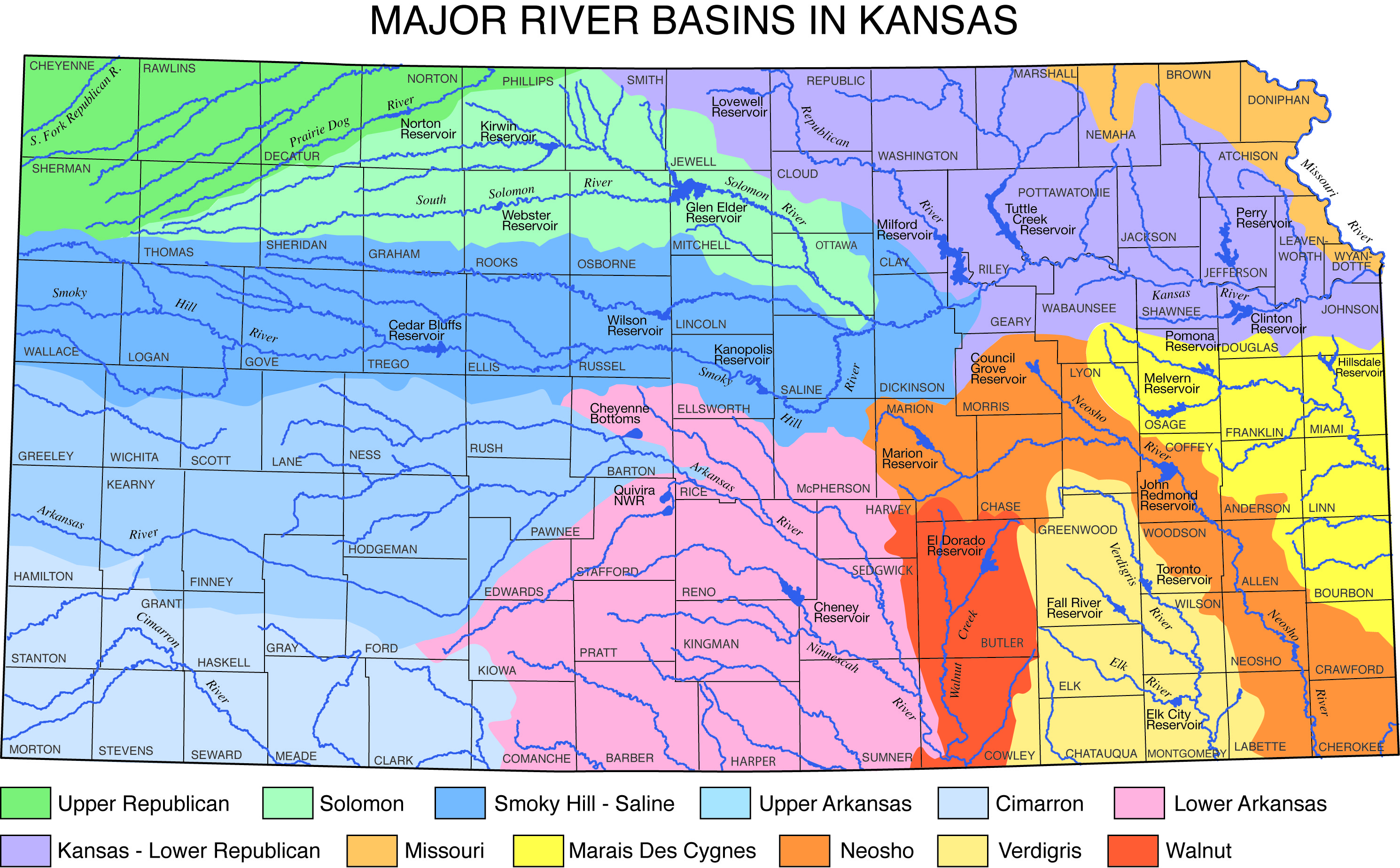 River basins in Kansas.