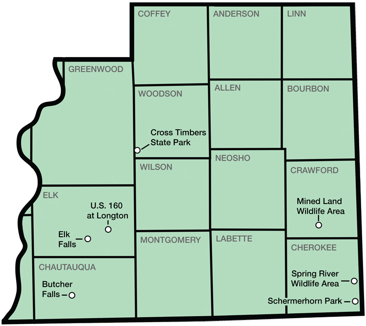 Explore Southeast Kansas map of sites