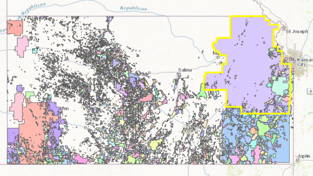 Interactive Kansas oil and gas well and field map