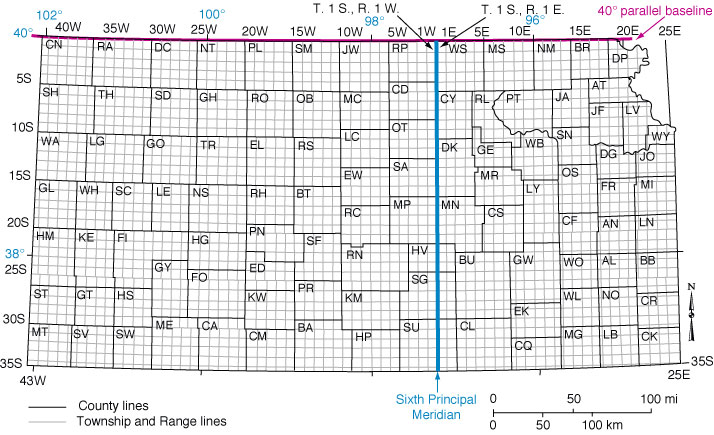 "Public Land Survey System map"