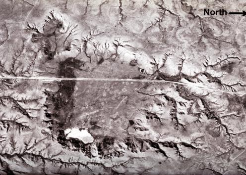 Aerial view of large sinkhole