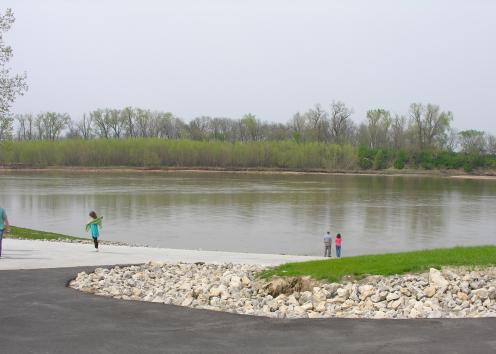 People on boat ramp