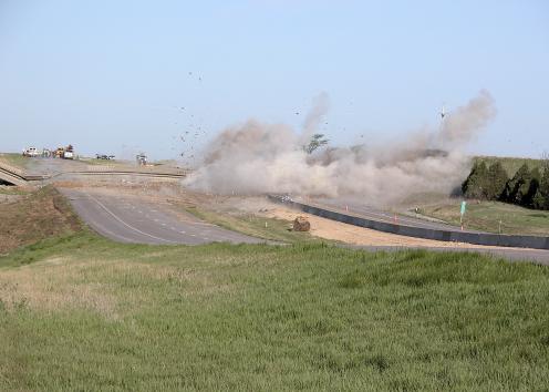Dust from overpass demolition