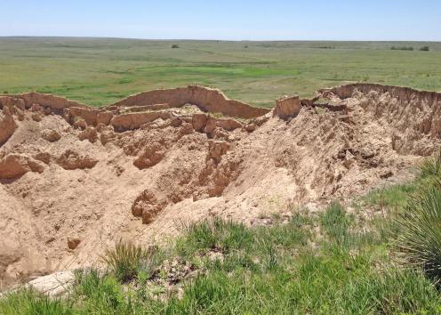 Crumpled rim of sinkhole