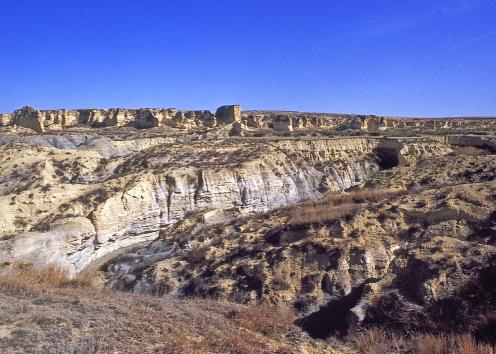Chalk bluffs and river