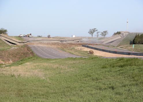 Remains of overpass after demolition