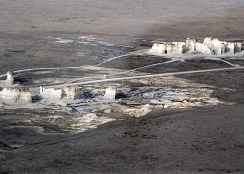 Aerial view of Monument Rocks