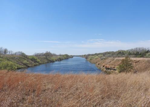 Reclaimed lake and surrounding land