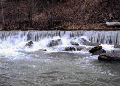 Waterfall over limestone ledge