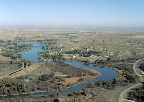 Aerial view of Lake Scott State Park