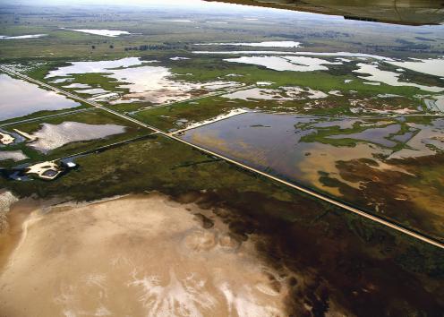 Aerial view of Quivira National Wildlife Refuge